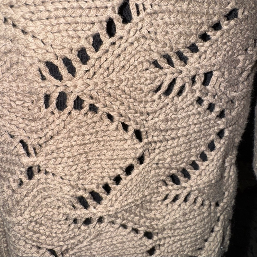 American Rag Open Knit Fringe Cardigan Sweater Cotton Blend Women’s Medium - Picture 5 of 6
